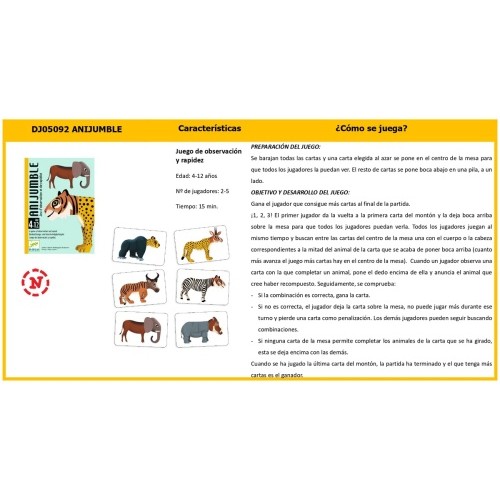 Juego Cartas Anijumble | DJECO  DJECO