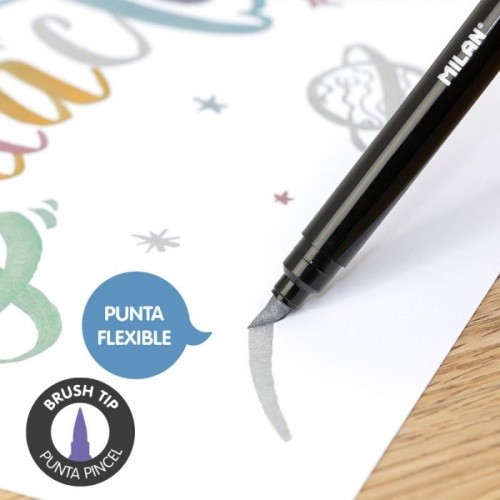 Caja 6 Rotuladores Punta Pincel Colores Metalizados | MILAN  MILAN
