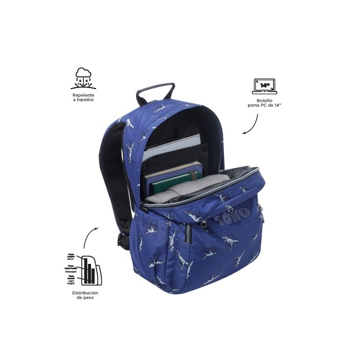 Mochila escolar modelo Tiranosaurio Azul - Acuareles | TOTTO  Inicio