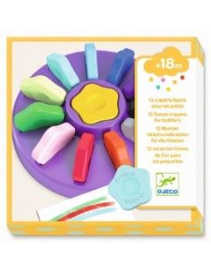 Ceras con Forma de Flor Djeco | 12 ceras ergonómicas para bebés