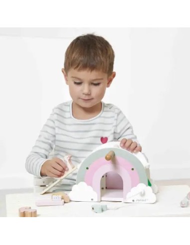 Casa de los Unicornios Janod | Juguete de madera con 4 unicornios