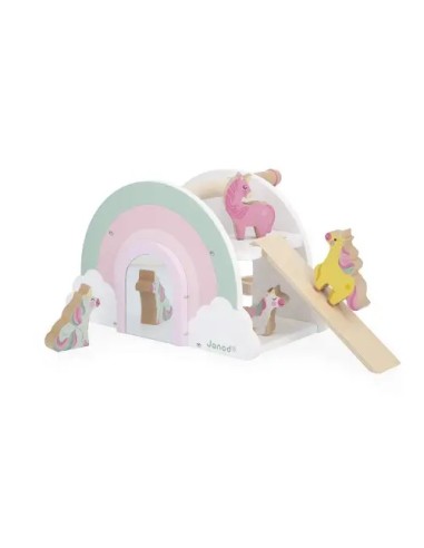 Casa de los Unicornios Janod | Juguete de madera con 4 unicornios