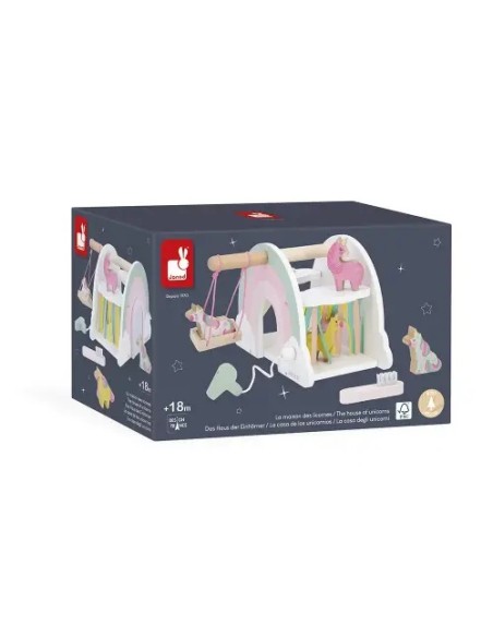 Casa de los Unicornios Janod | Juguete de madera con 4 unicornios