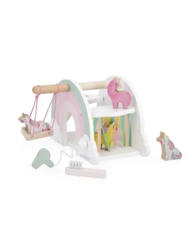 Casa de los Unicornios Janod | Juguete de madera con 4 unicornios