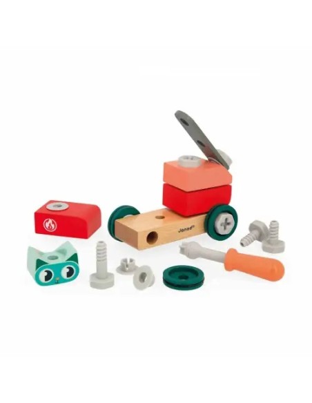 Brico Kids Coche Gato Janod | Coche de madera para montar