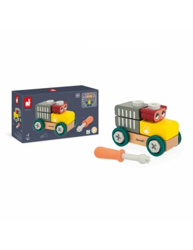Brico Kids Coche Gato Janod | Coche de madera para montar