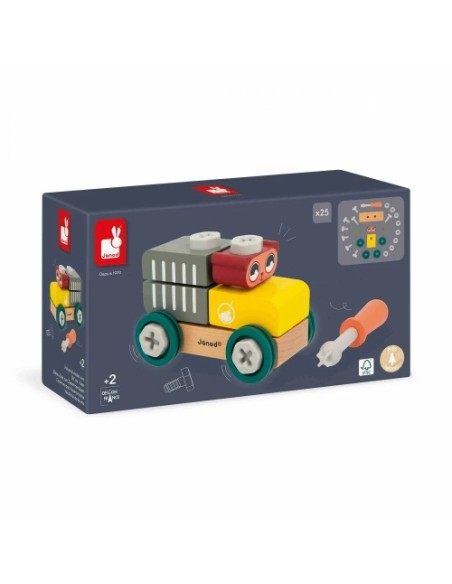 Brico Kids Coche Gato Janod | Coche de madera para montar