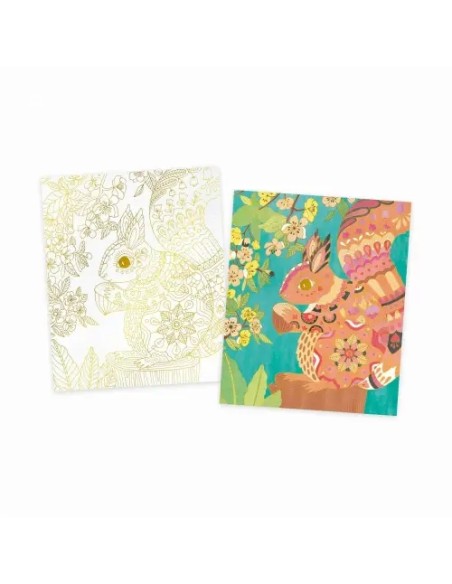 Kit de acuarelas infantiles con animales: 4 cuadros para pintar
