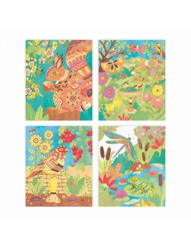 Kit de acuarelas infantiles con animales: 4 cuadros para pintar