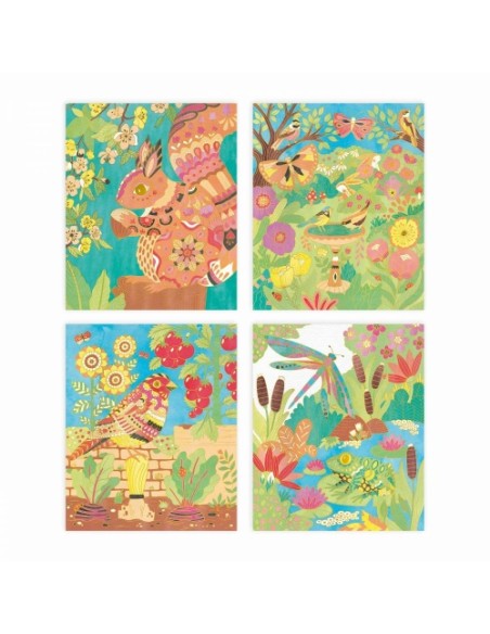 Kit de acuarelas infantiles con animales: 4 cuadros para pintar