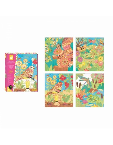 Kit de acuarelas infantiles con animales: 4 cuadros para pintar