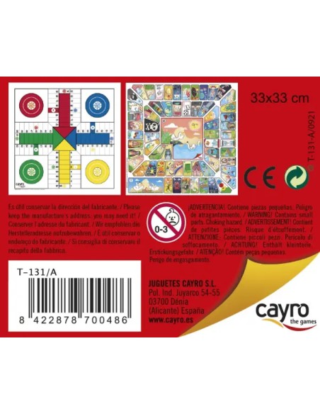 Tablero Parchís y Oca de Cayro de Madera 33x33 cm