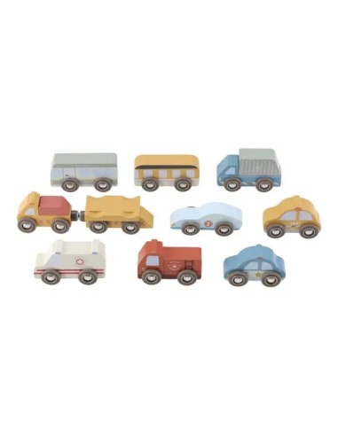 Set 9 Vehículos de Madera FSC Little Dutch | Coches de Juguete