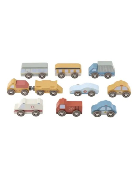 Set 9 Vehículos de Madera FSC Little Dutch | Coches de Juguete