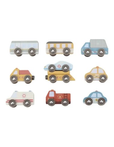 Set 9 Vehículos de Madera FSC Little Dutch | Coches de Juguete