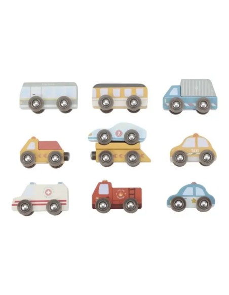 Set 9 Vehículos de Madera FSC Little Dutch | Coches de Juguete