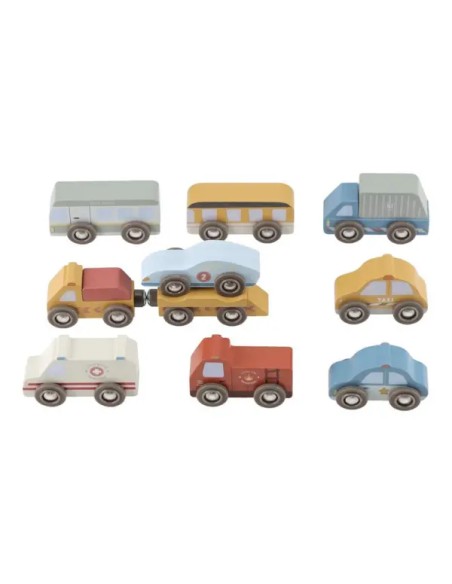 Set 9 Vehículos de Madera FSC Little Dutch | Coches de Juguete