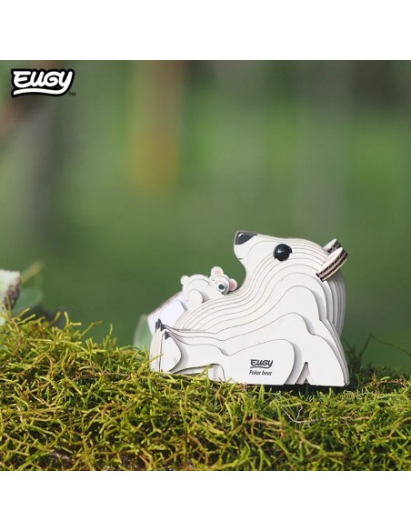 Figura 3D Eugy Oso Polar | Puzle de Cartón Ecológico y Educativo