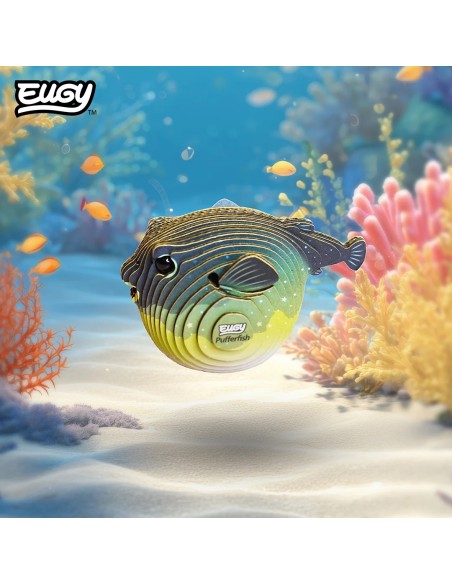 Figura 3D Eugy Pez Globo | Puzle de Cartón Ecológico y Educativo