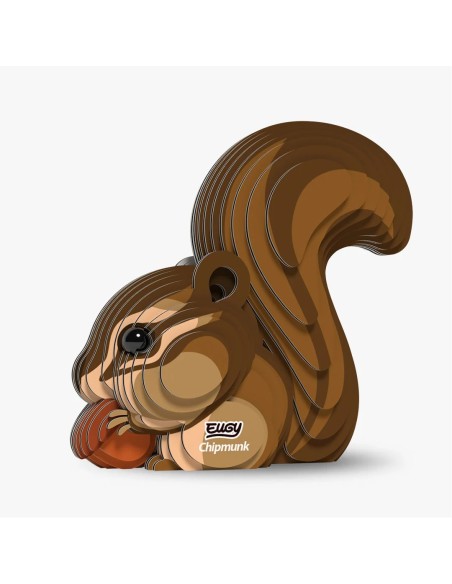Figura 3D Eugy Esquirol de Ratlles | Puzle de Cartó Ecològic