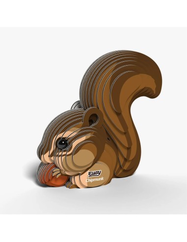 Figura 3D Eugy Esquirol de Ratlles | Puzle de Cartó Ecològic