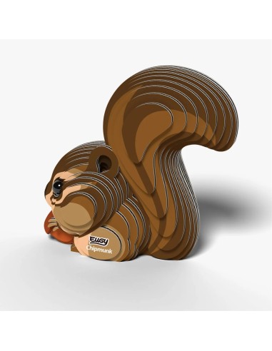 Figura 3D Eugy Ardilla Listada | Puzle de Cartón Ecológico