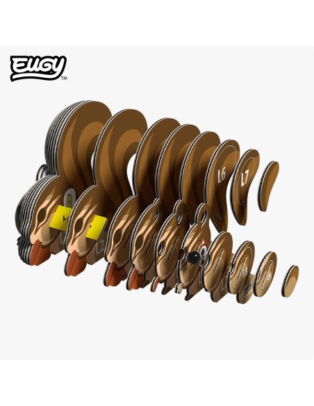 Figura 3D Eugy Ardilla Listada | Puzle de Cartón Ecológico