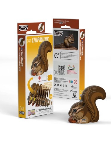 Figura 3D Eugy Ardilla Listada | Puzle de Cartón Ecológico