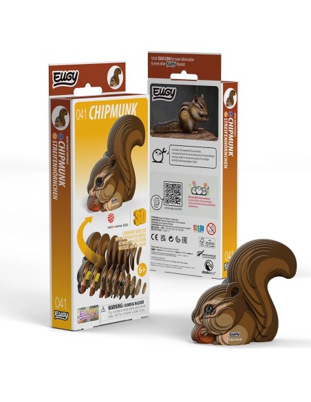 Figura 3D Eugy Ardilla Listada | Puzle de Cartón Ecológico