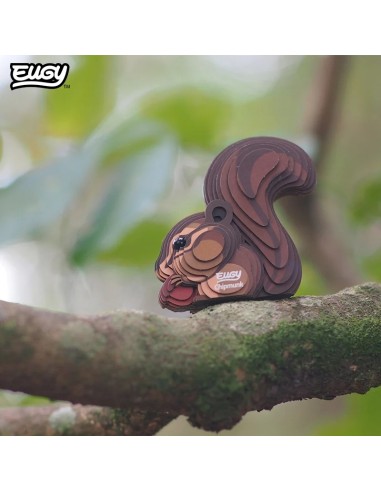 Figura 3D Eugy Ardilla Listada | Puzle de Cartón Ecológico