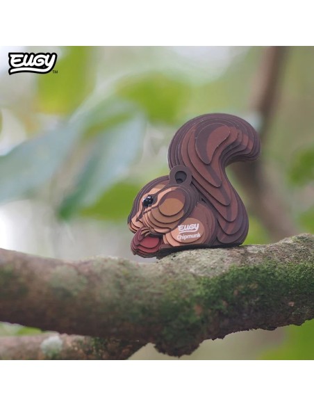 Figura 3D Eugy Ardilla Listada | Puzle de Cartón Ecológico