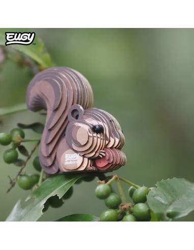 Figura 3D Eugy Ardilla Listada | Puzle de Cartón Ecológico
