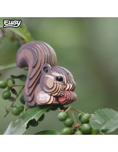 Figura 3D Eugy Ardilla Listada | Puzle de Cartón Ecológico